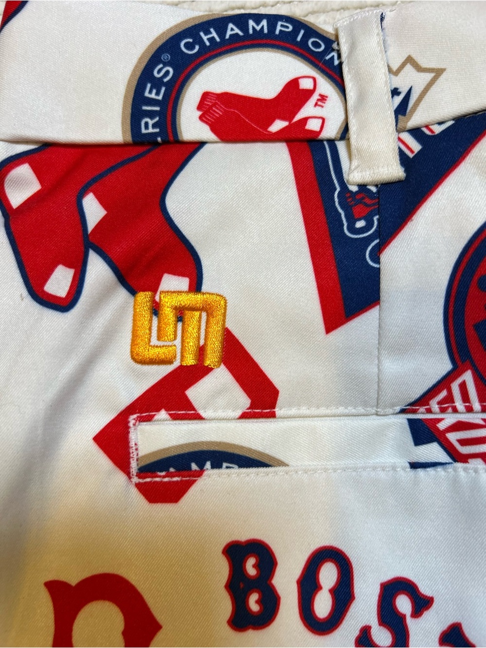 Loudmouth Men’s Boston Red Sox White Red Navy Patterned Athletic Shorts - Picture 8 of 8